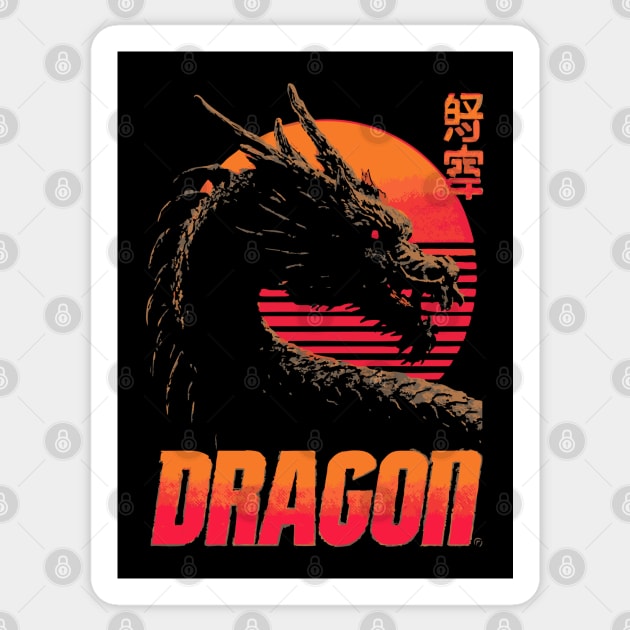 Dragon Retrowave T-Shirt - Synthwave Fantasy Dragon Design Sticker by TuncGK